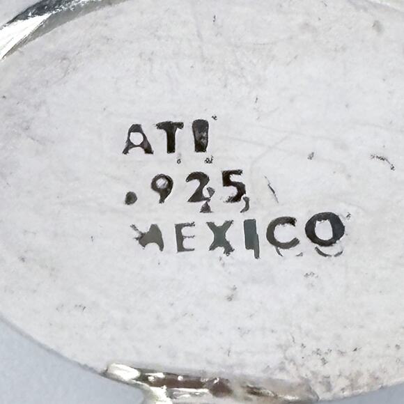Sterling Silver Mexican Pendant | Oval Magnesite Gemstone | ATI Signed | Vintage - Picture 5 of 7